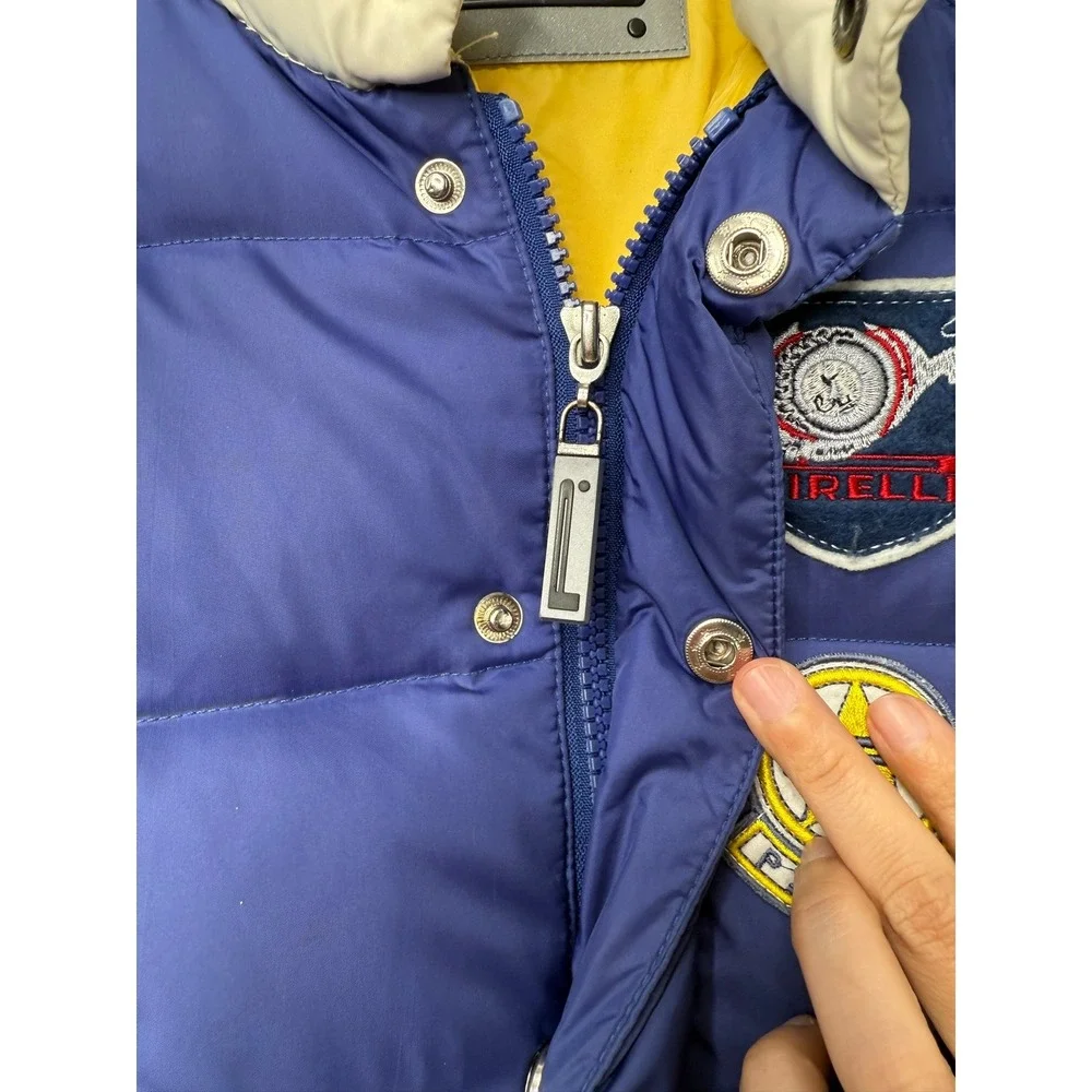 Vera Piuma DOca PIRELLI Kids Puffer‎ Jacket Blue Race Patches Size 5 Outerwear